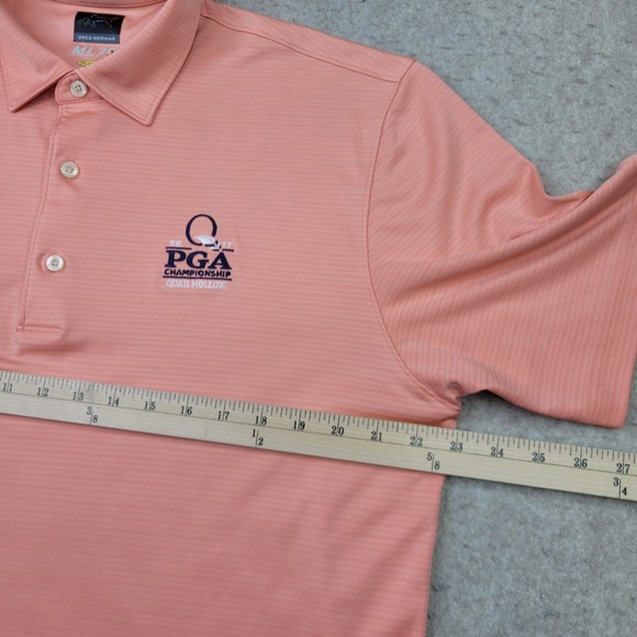 Quail Hollow Greg Norman Golf Polo Shirt Mens L Orange Short Sleeve Performance - Picture 8 of 10
